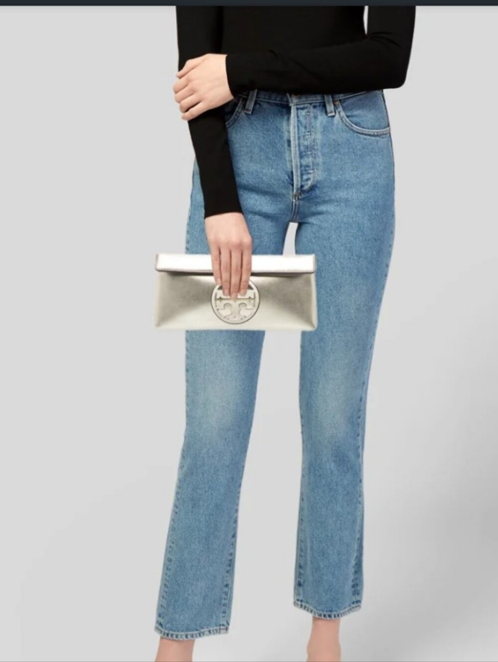 Tory Burch- Miller Metallic Clutch & Dust Bag